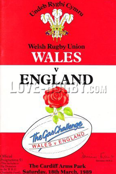 1989 Wales v England  Rugby Programme