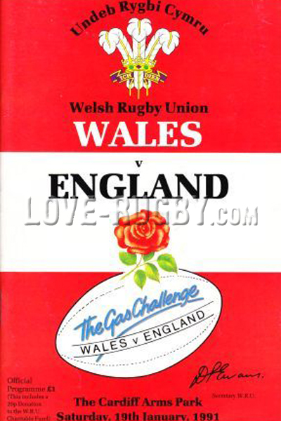 1991 Wales v England  Rugby Programme