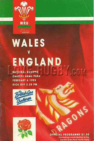 1993 Wales v England  Rugby Programme