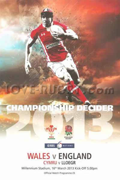 2013 Wales v England  Rugby Programme