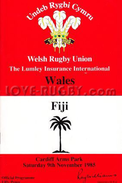 1985 Wales v Fiji  Rugby Programme