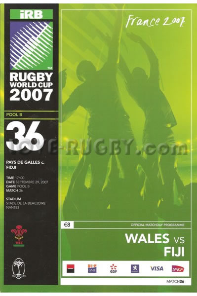 2007 Wales v Fiji  Rugby Programme