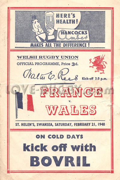 Wales France 1948 memorabilia