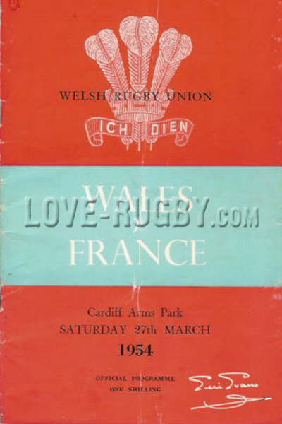 1954 Wales v France  Rugby Programme