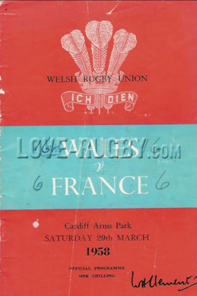 1958 Wales v France  Rugby Programme