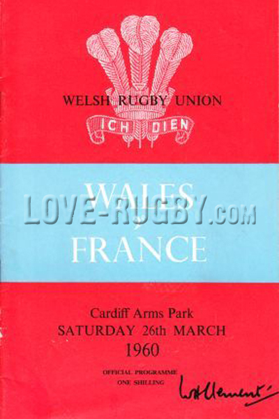 1960 Wales v France  Rugby Programme