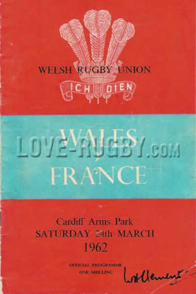 1962 Wales v France  Rugby Programme