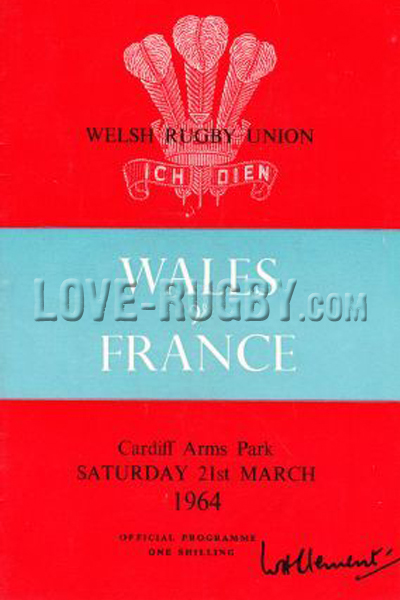 1964 Wales v France  Rugby Programme