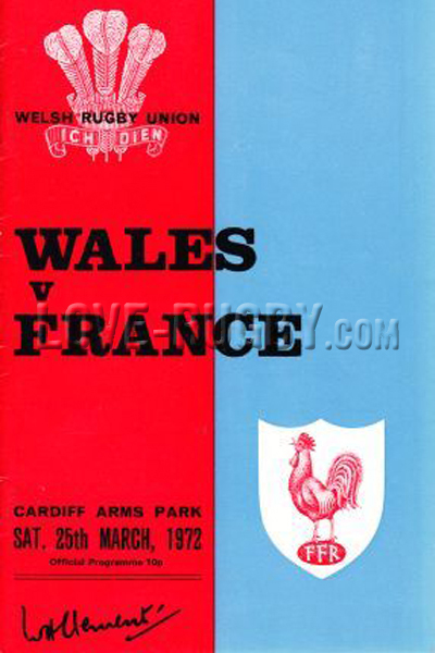 1972 Wales v France  Rugby Programme