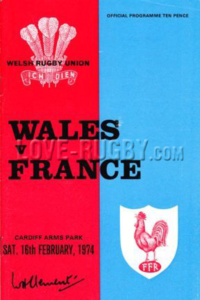 1974 Wales v France  Rugby Programme