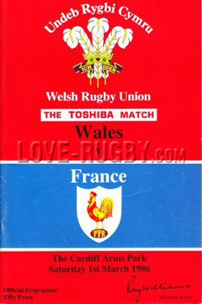 1986 Wales v France  Rugby Programme