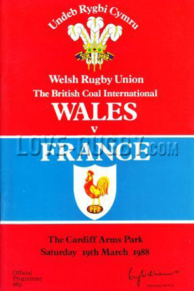 1988 Wales v France  Rugby Programme