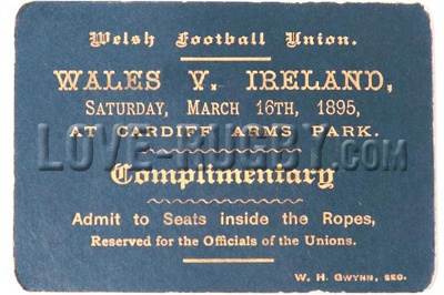 1895 Wales v Ireland  Rugby Programme