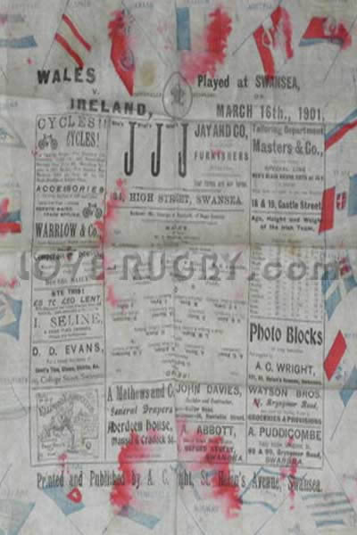 1901 Wales v Ireland  Rugby Programme