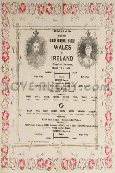 1909 Wales v Ireland  Rugby Programme