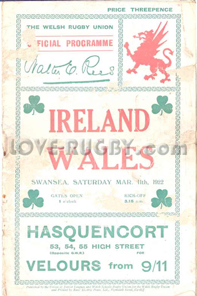 Wales Ireland 1922 memorabilia