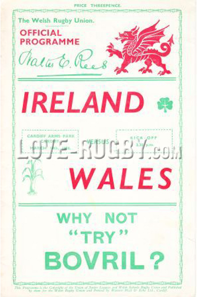 1936 Wales v Ireland  Rugby Programme