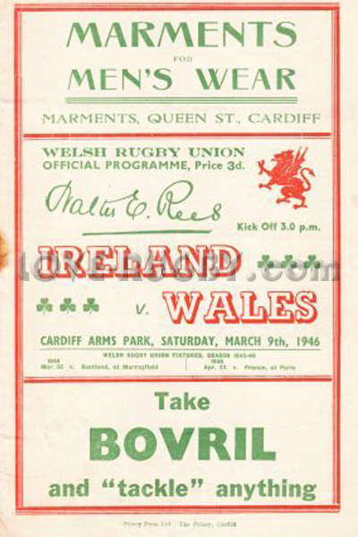 Wales Ireland 1946 memorabilia