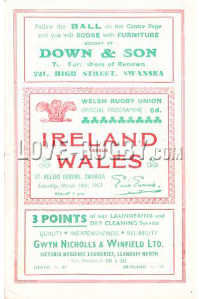 Wales Ireland 1953 memorabilia