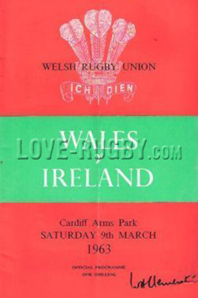 1963 Wales v Ireland  Rugby Programme