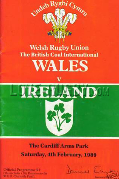 1989 Wales v Ireland  Rugby Programme