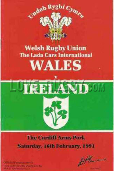1991 Wales v Ireland  Rugby Programme