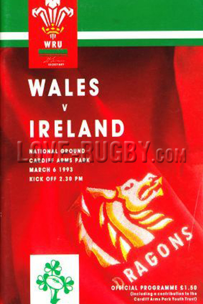 1993 Wales v Ireland  Rugby Programme