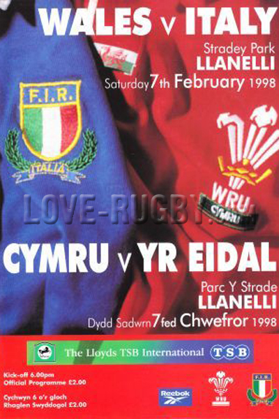 1998 Wales v Italy  Rugby Programme