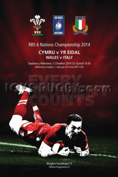 2014 Wales v Italy  Rugby Programme