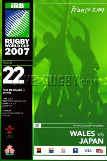 2007 Wales v Japan  Rugby Programme