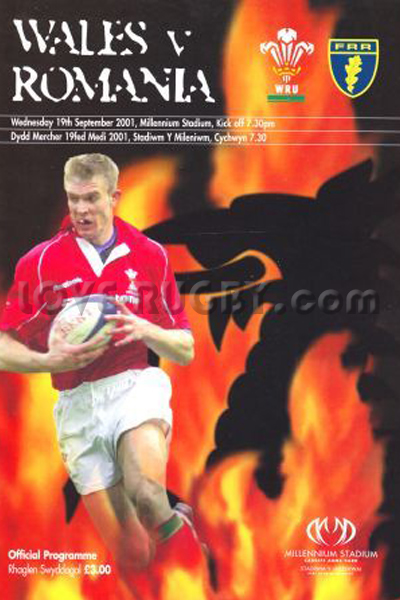 2001 Wales v Romania  Rugby Programme