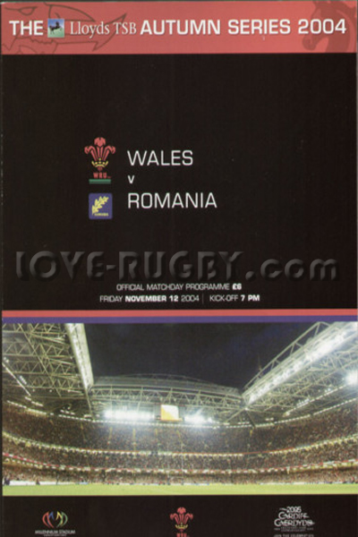 2004 Wales v Romania  Rugby Programme
