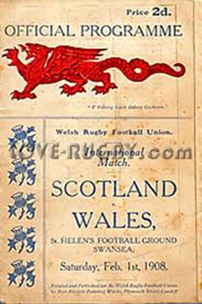 1908 Wales v Scotland  Rugby Programme