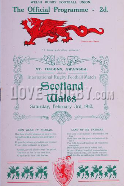 1912 Wales v Scotland  Rugby Programme