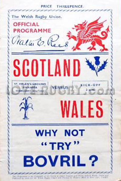 1937 Wales v Scotland  Rugby Programme