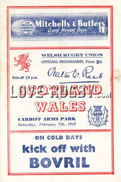 Wales Scotland 1948 memorabilia