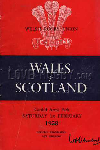1958 Wales v Scotland  Rugby Programme