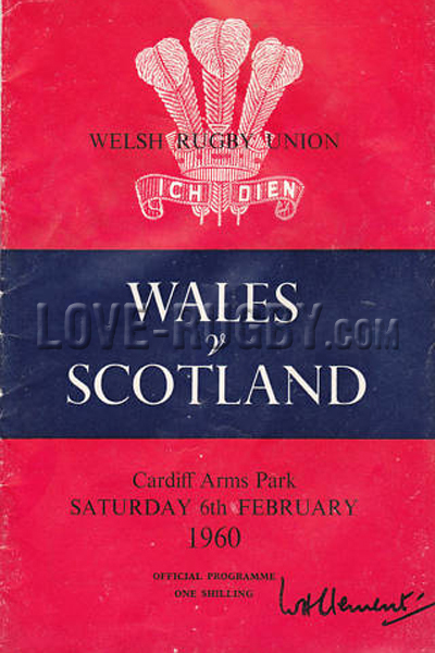 1960 Wales v Scotland  Rugby Programme
