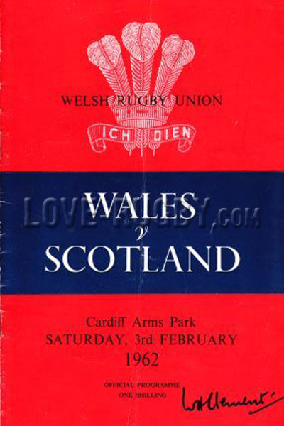 1962 Wales v Scotland  Rugby Programme