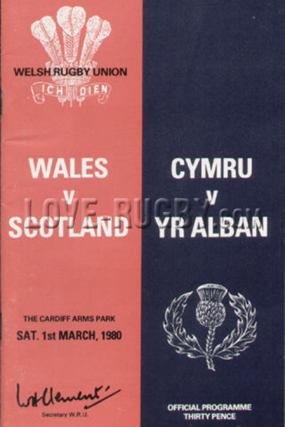 1980 Wales v Scotland  Rugby Programme