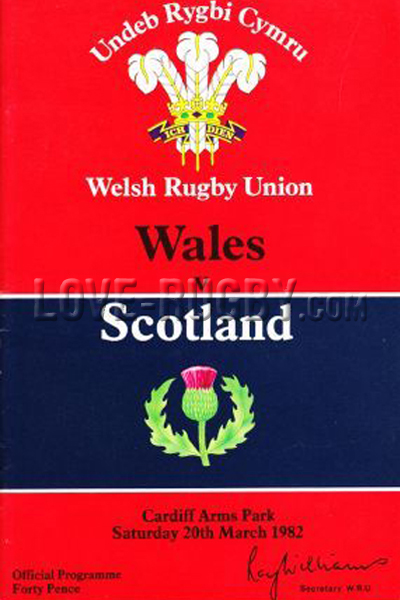 1982 Wales v Scotland  Rugby Programme