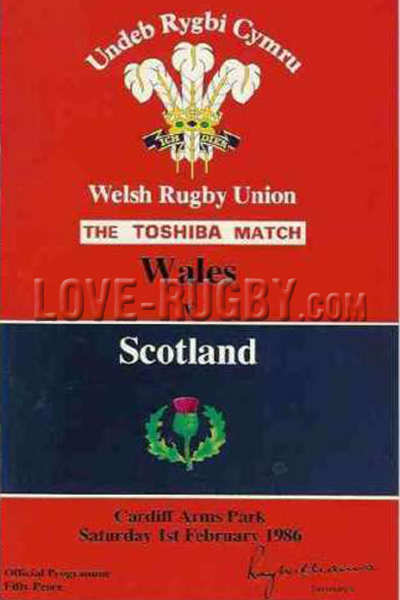 1986 Wales v Scotland  Rugby Programme