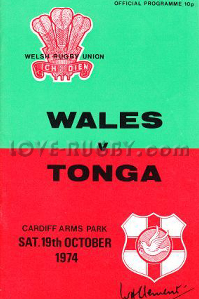 1974 Wales v Tonga  Rugby Programme