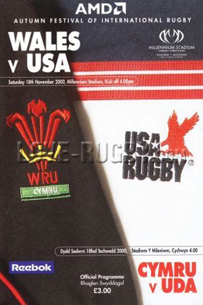 2000 Wales v USA  Rugby Programme