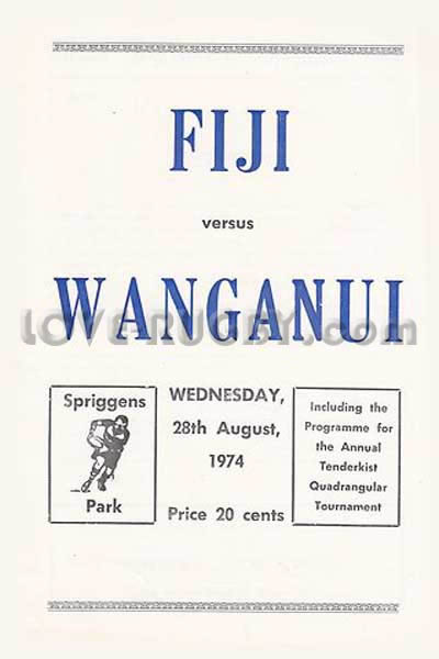 1974 Wanganui v Fiji  Rugby Programme