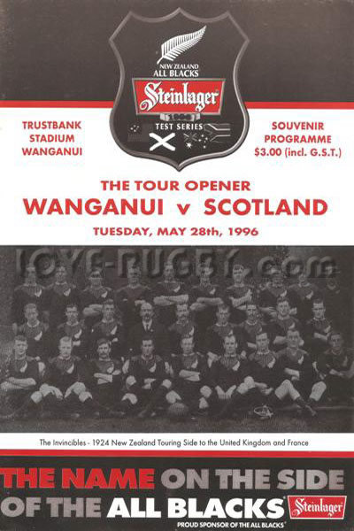 1996 Wanganui v Scotland  Rugby Programme