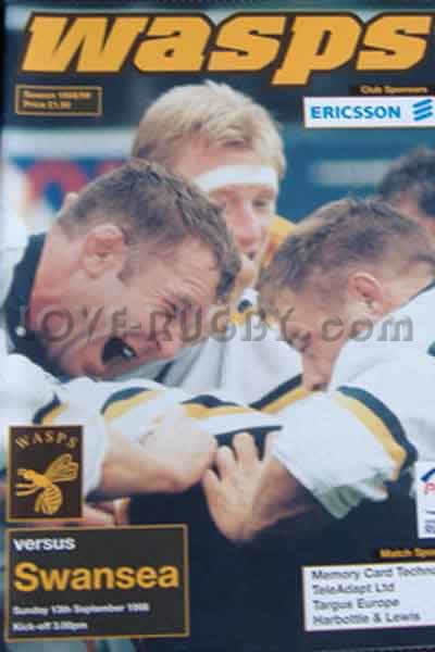 1998 Wasps v Swansea  Rugby Programme
