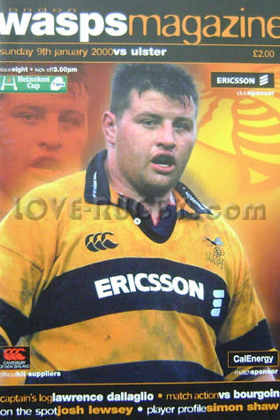 2000 Wasps v Ulster  Rugby Programme