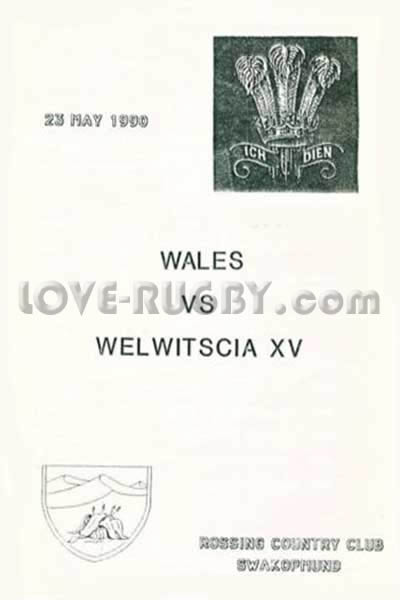 1990 Welwitscia v Wales  Rugby Programme