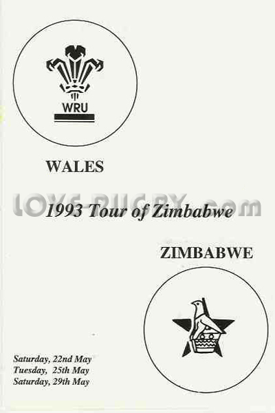1993 Zimbabwe v Wales  Rugby Programme